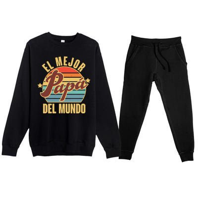 El Mejor Papá Del Mundo Vintage Premium Crewneck Sweatsuit Set