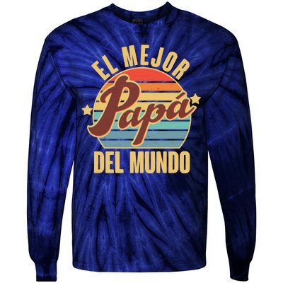 El Mejor Papá Del Mundo Vintage Tie-Dye Long Sleeve Shirt