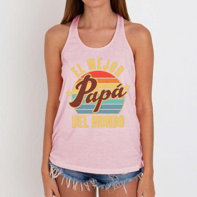 El Mejor Papá Del Mundo Vintage Women's Knotted Racerback Tank