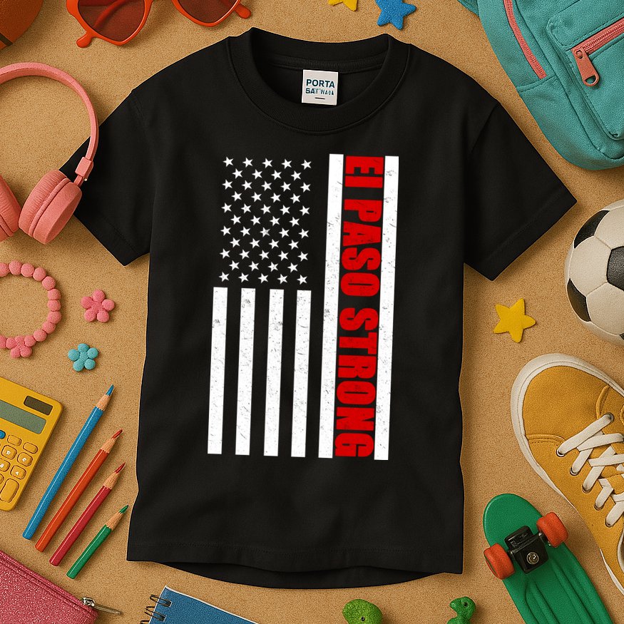 El Paso Strong American Flag Kids T-Shirt