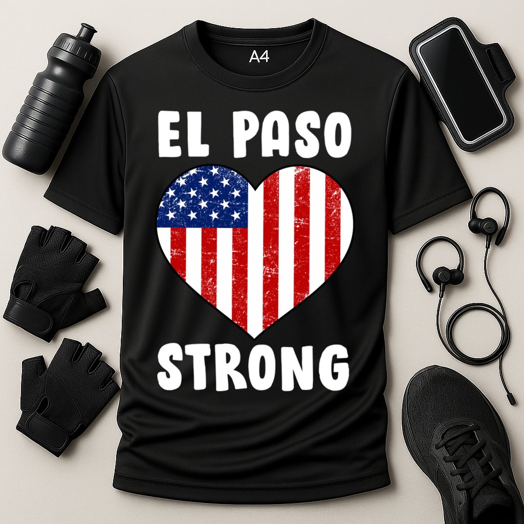 El Paso Strong American Texas Heart Cooling Performance Crew T-Shirt