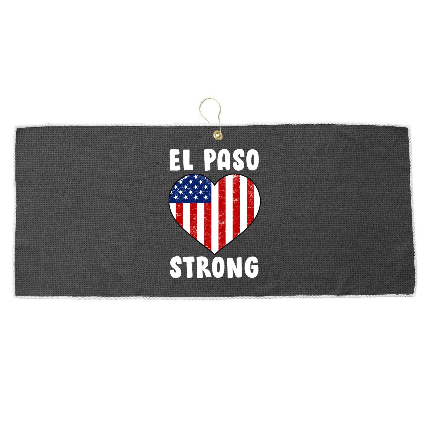 El Paso Strong American Texas Heart Large Microfiber Waffle Golf Towel