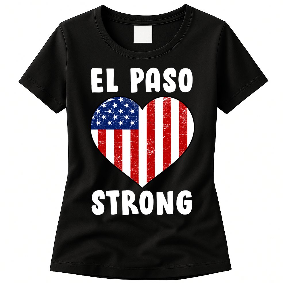 El Paso Strong American Texas Heart Womens T-Shirt