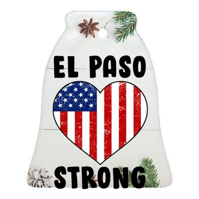 El Paso Strong American Texas Heart Ceramic Bell Ornament