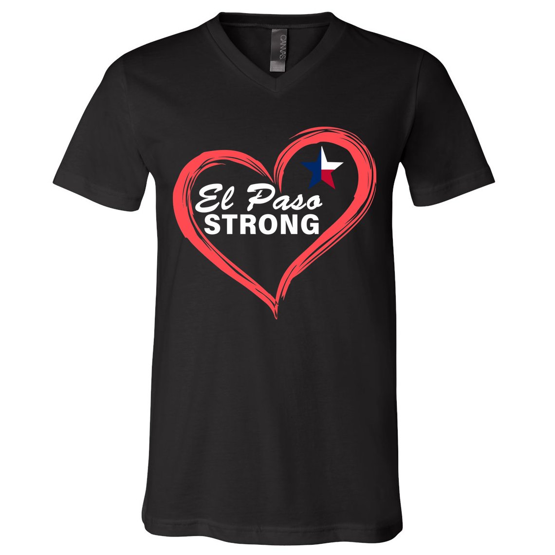 El Paso Strong Heart Texas Star V-Neck T-Shirt