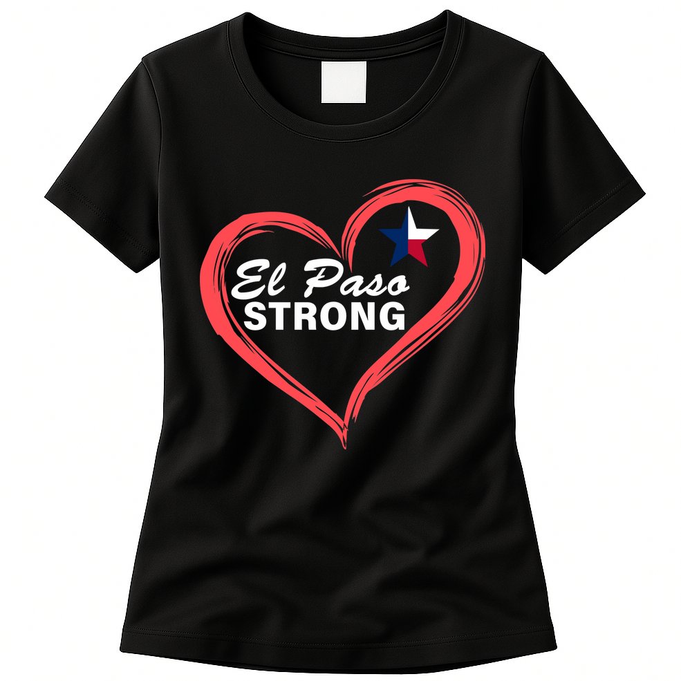El Paso Strong Heart Texas Star Womens T-Shirt