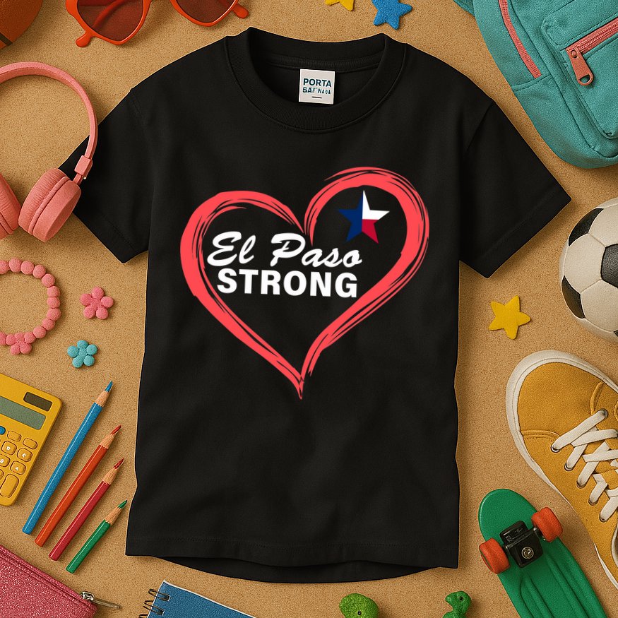 El Paso Strong Heart Texas Star Kids T-Shirt