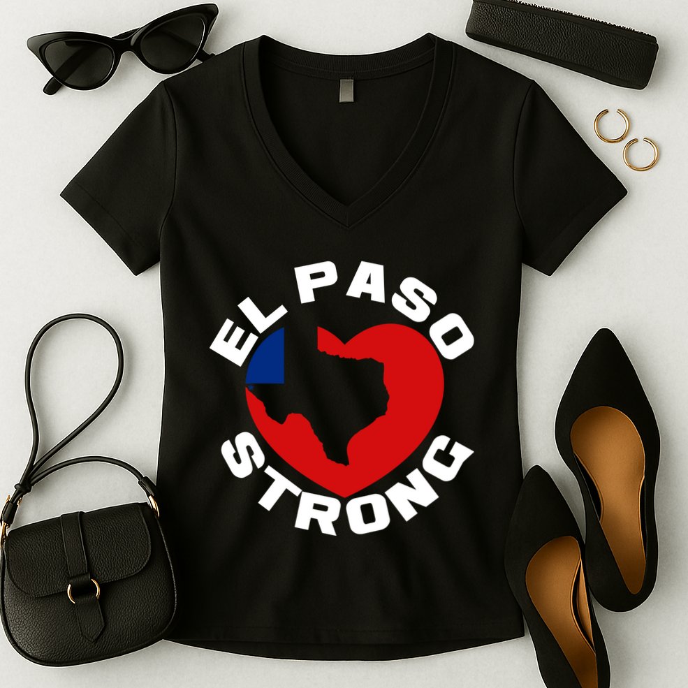 El Paso Strong Texas Heart Women's V-Neck T-Shirt