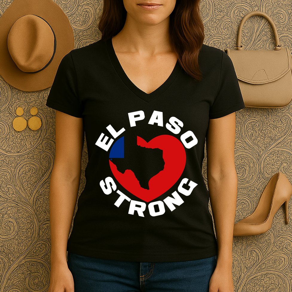 El Paso Strong Texas Heart Women's V-Neck T-Shirt