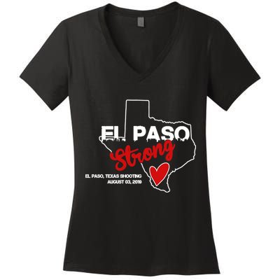El Paso Strong Texas Shooting Women's V-Neck T-Shirt