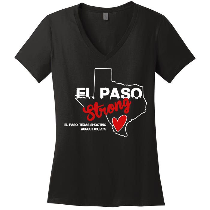 El Paso Strong Texas Shooting Women's V-Neck T-Shirt