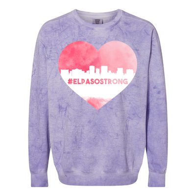 #El Paso Strong Texas Skyline Heart Colorblast Crewneck Sweatshirt