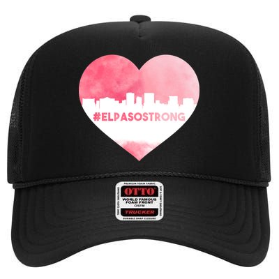 #El Paso Strong Texas Skyline Heart High Crown Mesh Back Trucker Hat