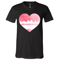 #El Paso Strong Texas Skyline Heart V-Neck T-Shirt