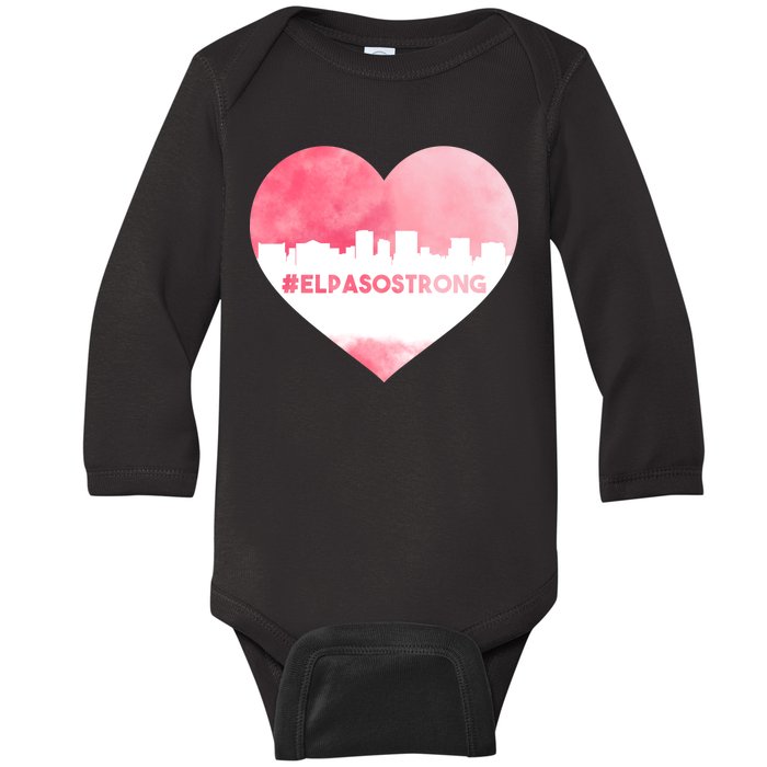 #El Paso Strong Texas Skyline Heart Baby Long Sleeve Bodysuit