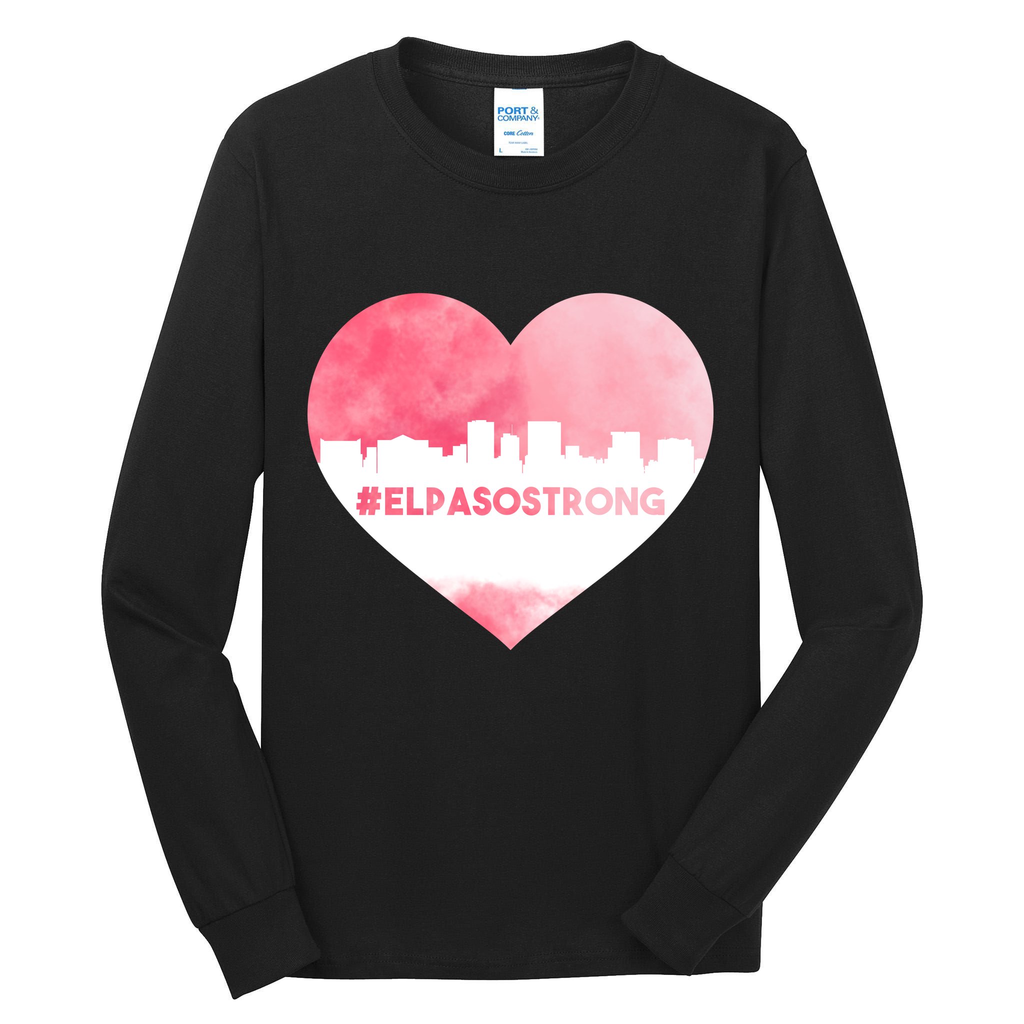 #El Paso Strong Texas Skyline Heart Tall Long Sleeve T-Shirt