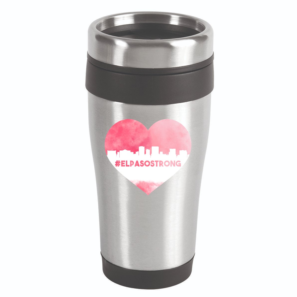 #El Paso Strong Texas Skyline Heart 16oz Travel Tumbler