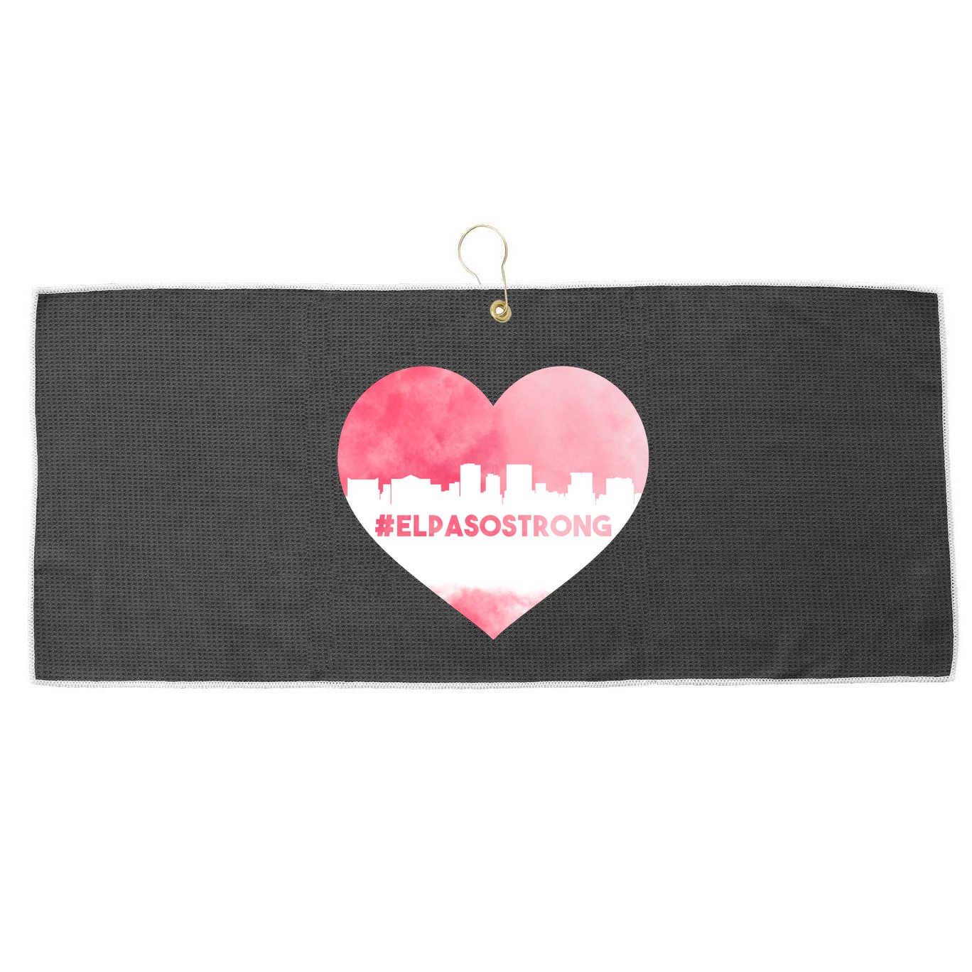 #El Paso Strong Texas Skyline Heart Large Microfiber Waffle Golf Towel