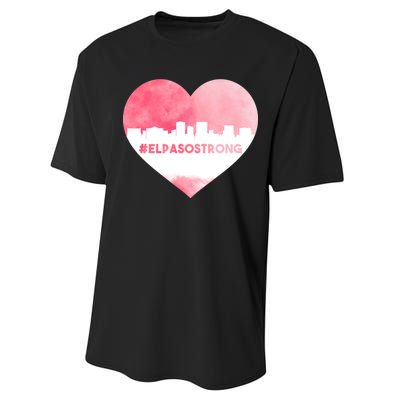 #El Paso Strong Texas Skyline Heart Performance Sprint T-Shirt