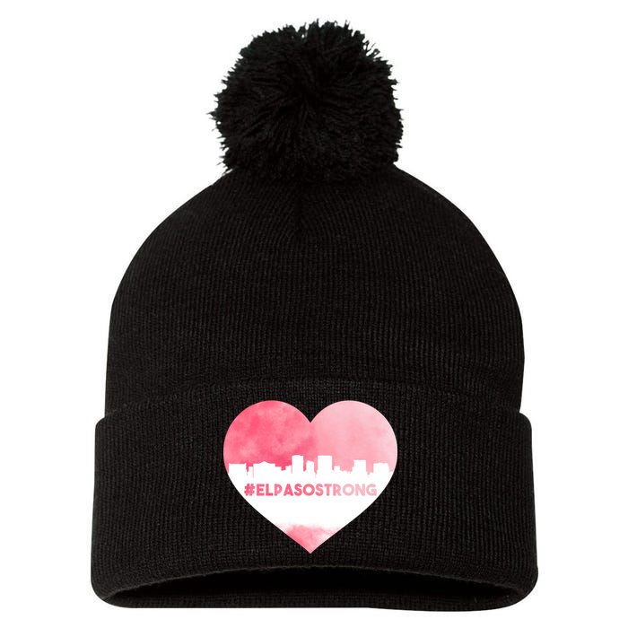 #El Paso Strong Texas Skyline Heart Pom Pom 12in Knit Beanie