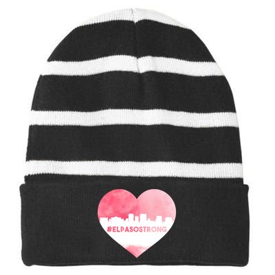 #El Paso Strong Texas Skyline Heart Striped Beanie with Solid Band