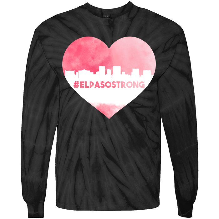 #El Paso Strong Texas Skyline Heart Tie-Dye Long Sleeve Shirt