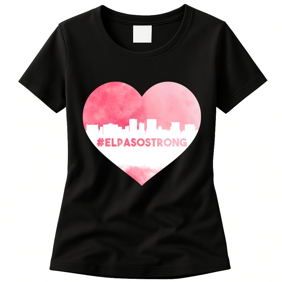 #El Paso Strong Texas Skyline Heart Womens T-Shirt