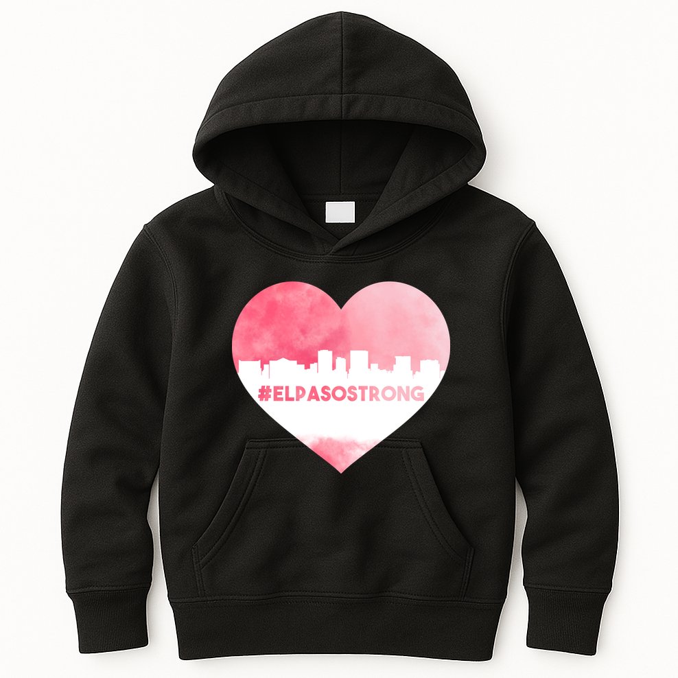 #El Paso Strong Texas Skyline Heart Kids Hoodie