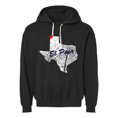 El Paso Texas State Garment-Dyed Fleece Hoodie