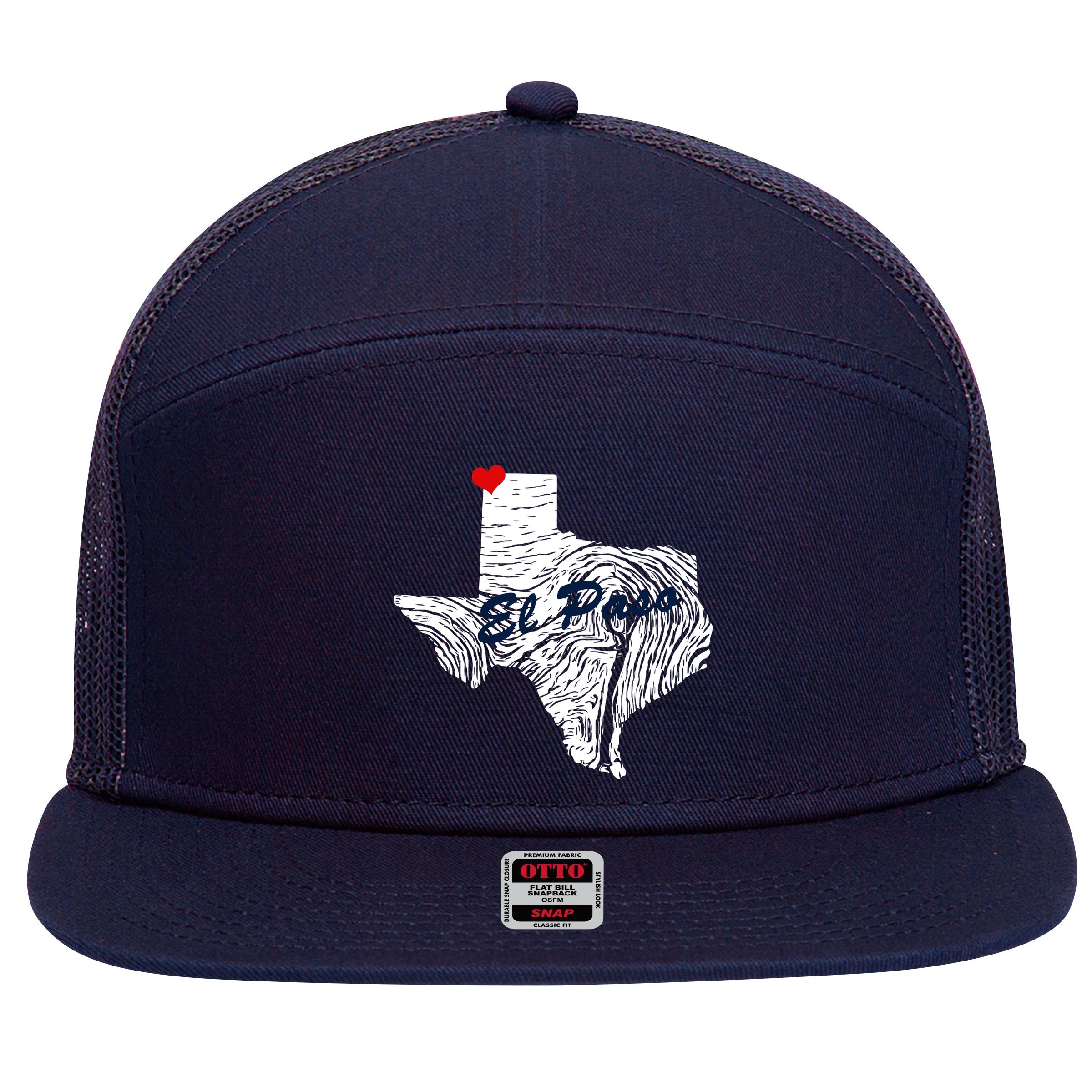 El Paso Texas State 7 Panel Mesh Trucker Snapback Hat