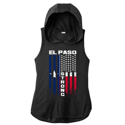 El Paso Texas Strong Flag Ladies PosiCharge Tri-Blend Wicking Draft Hoodie Tank