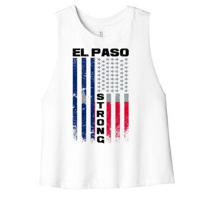 El Paso Texas Strong Flag Women's Racerback Cropped Tank