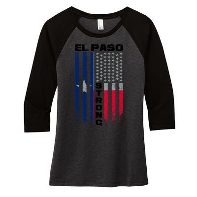 El Paso Texas Strong Flag Women's Tri-Blend 3/4-Sleeve Raglan Shirt