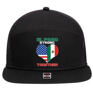 El Paso Texas Strong Together Heart 7 Panel Mesh Trucker Snapback Hat