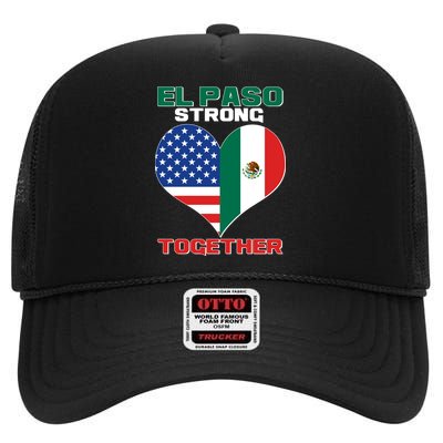 El Paso Texas Strong Together Heart High Crown Mesh Back Trucker Hat