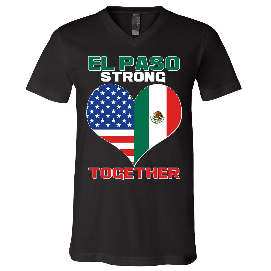 El Paso Texas Strong Together Heart V-Neck T-Shirt