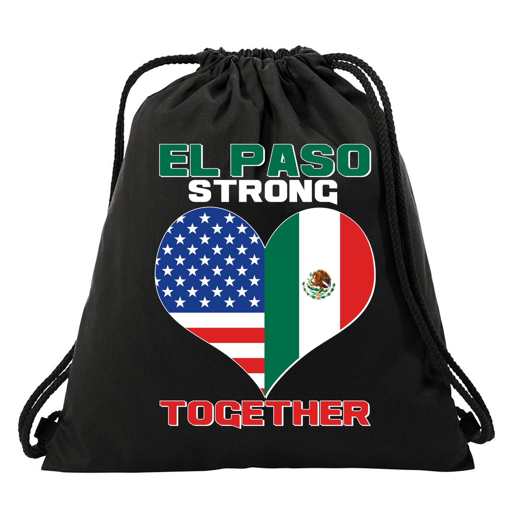 El Paso Texas Strong Together Heart Drawstring Bag