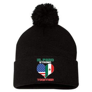 El Paso Texas Strong Together Heart Pom Pom 12in Knit Beanie