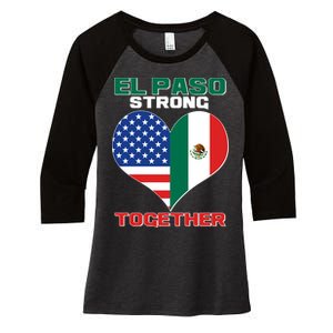 El Paso Texas Strong Together Heart Women's Tri-Blend 3/4-Sleeve Raglan Shirt