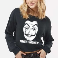 El Professor Time Is Money Cropped Pullover Crew