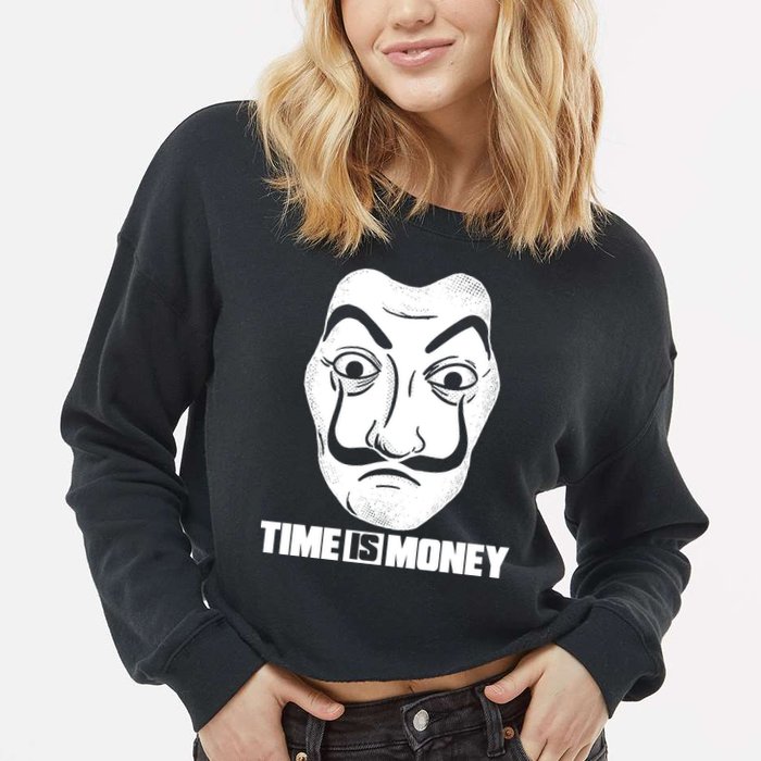 El Professor Time Is Money Cropped Pullover Crew