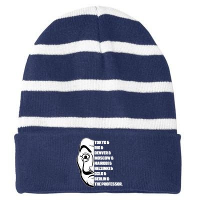 El Professor World City Names Striped Beanie with Solid Band