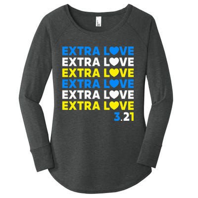 Extra Love 3.21 World Down Syndrome Awareness Day March 21 Women's Perfect Tri Tunic Long Sleeve Shirt