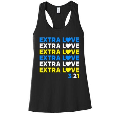 Extra Love 3.21 World Down Syndrome Awareness Day March 21 Women's Racerback Tank