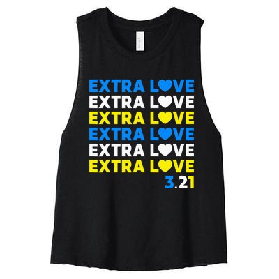 Extra Love 3.21 World Down Syndrome Awareness Day March 21 Women's Racerback Cropped Tank