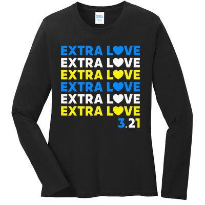 Extra Love 3.21 World Down Syndrome Awareness Day March 21 Ladies Long Sleeve Shirt