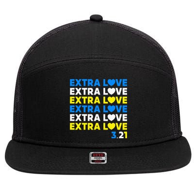 Extra Love 3.21 World Down Syndrome Awareness Day March 21 7 Panel Mesh Trucker Snapback Hat