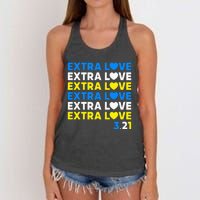 Extra Love 3.21 World Down Syndrome Awareness Day March 21 Women's Knotted Racerback Tank