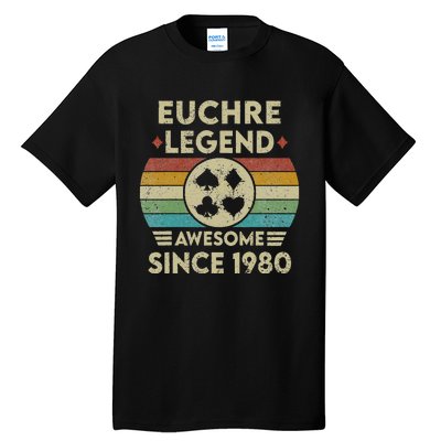 Euchre Legend 42 Years Old Awesome Since 1980 Euchre Tall T-Shirt