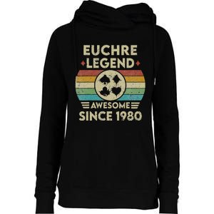 Euchre Legend 42 Years Old Awesome Since 1980 Euchre Womens Funnel Neck Pullover Hood